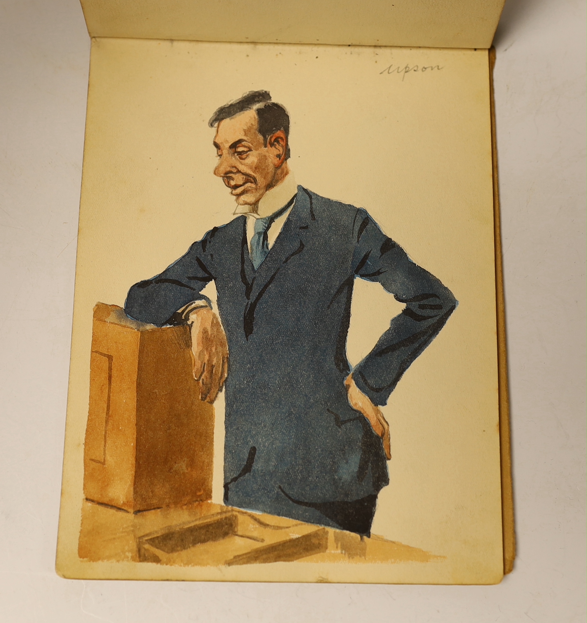 An album of caricature watercolours, ‘Cable Room Personalities’ 18.5 x 14cm